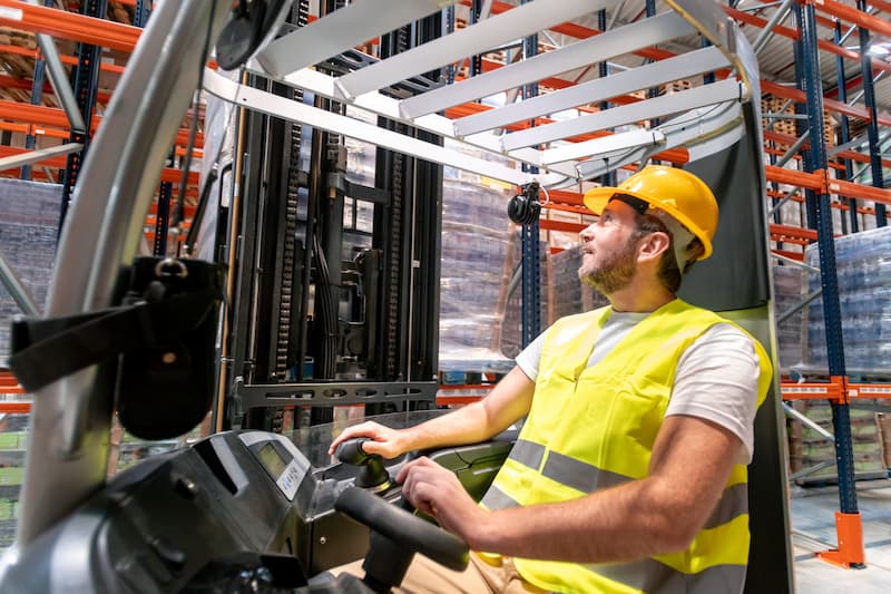 a forklift operator at work
